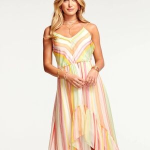 Ramy Brook Printed Trudy High-Low Maxi Dress Watercolor Stripe